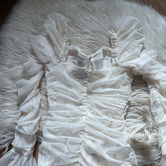 OH POLLY True For You Ruched Bodycon Mini Dress In White - Picture 12 of 12